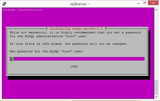 Ubuntu 14.10 - LAMP Installation - Set MySQL root password
