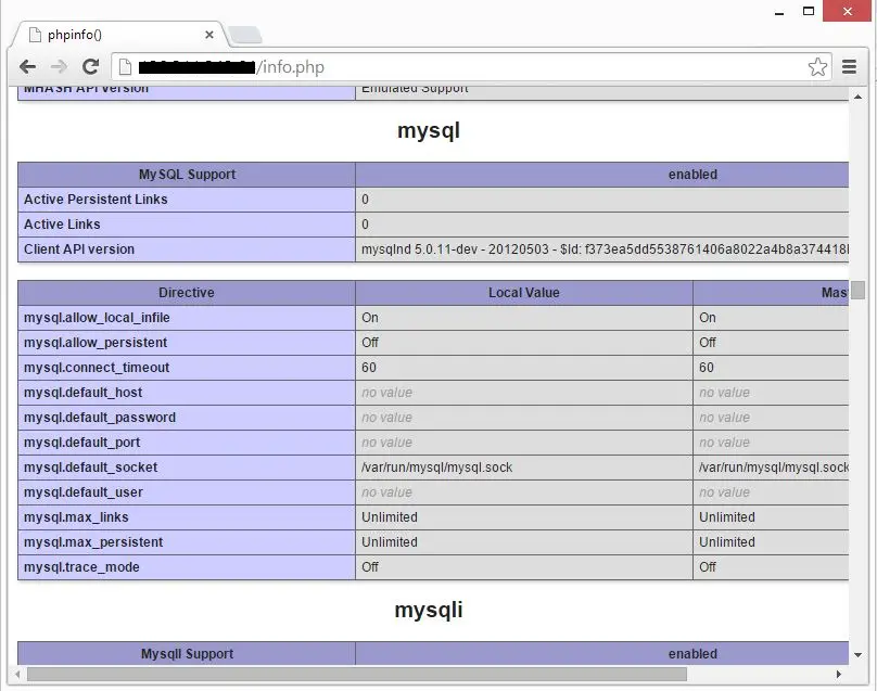 openSUSE 13.2 - LAMP Installation - PHP info MySQL