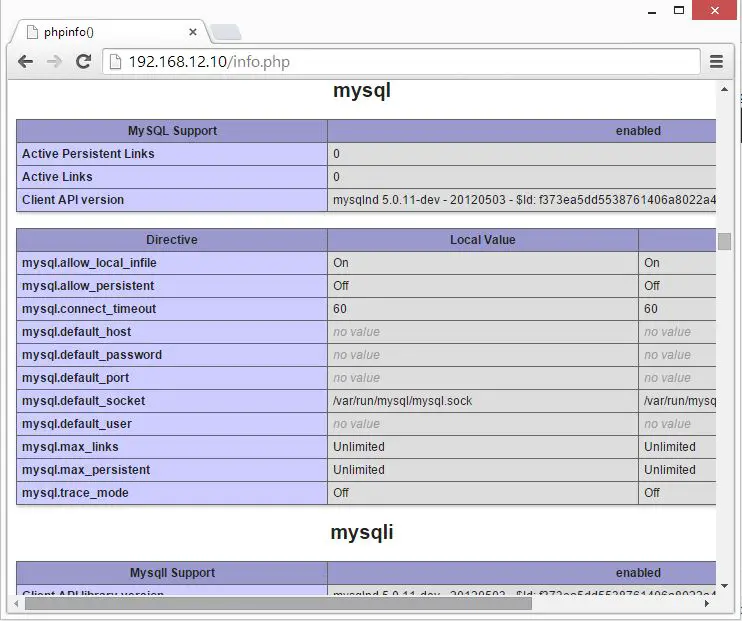 openSUSE 13.2 - Lighttpd PHP Info MySQL