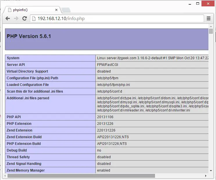 openSUSE 13.2 - Lighttpd PHP Info