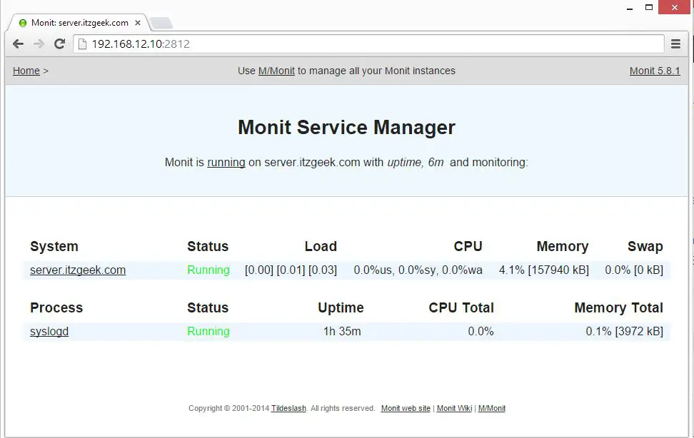 Install Monit on openSUSE 13.2 - Monitored Services