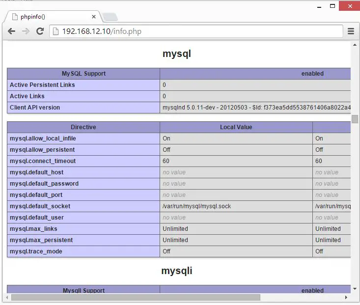 Install LEMP (Nginx + MariaDB + PHP) on openSUSE 13.2 - Nginx PHPFPM Info MySQL