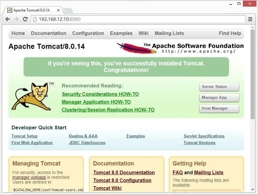 openSUSE 13.2 - Tomcat 8 Home Page