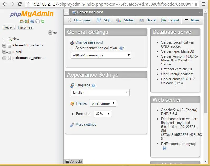 Install phpMyAdmin on Fedora 26 - phpMyAdmin Home Page