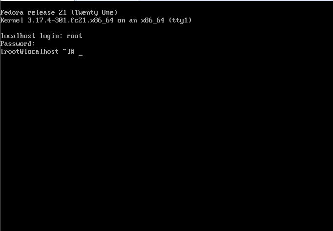 Fedora Server 21 - Login Prompt