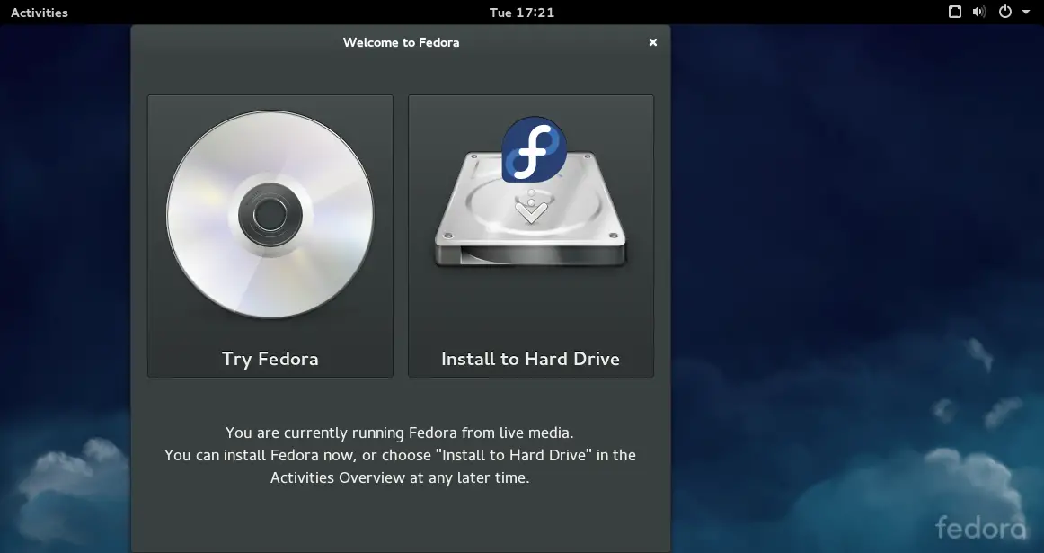Fedora WS 21 - Install to HDD