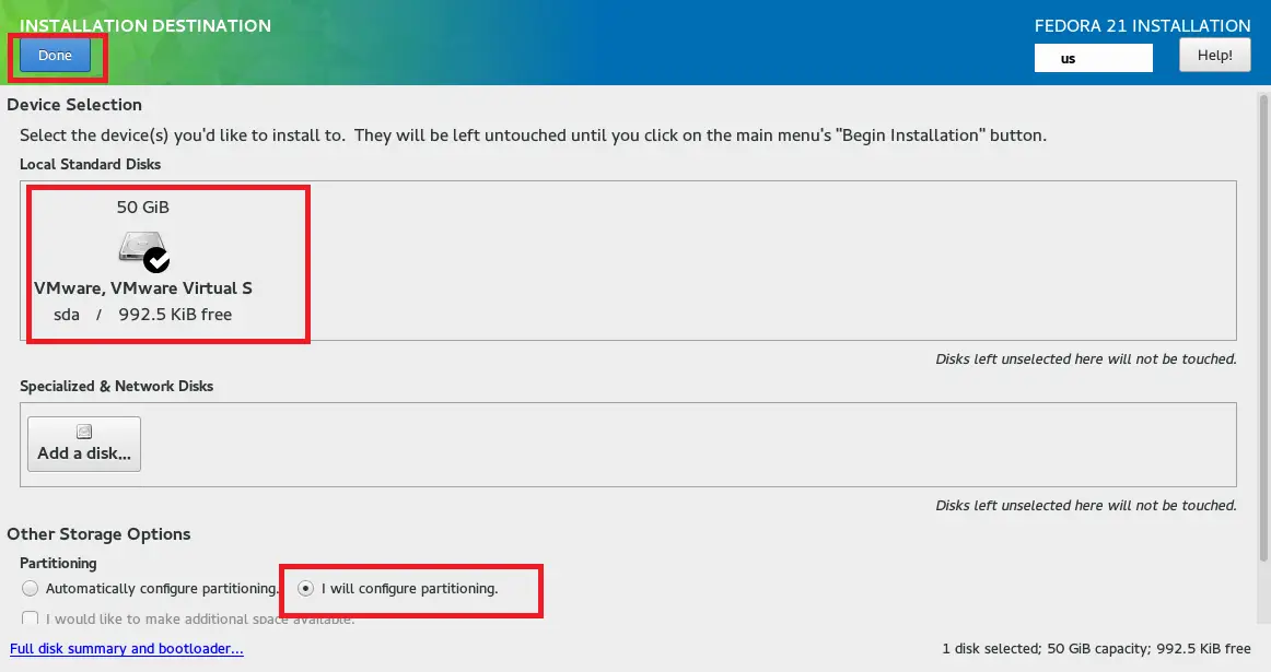 Fedora WS 21 -  Manual Partition