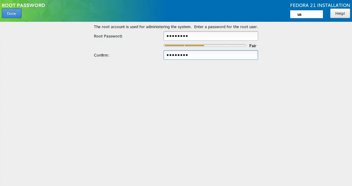 Fedora WS 21 - Set root password