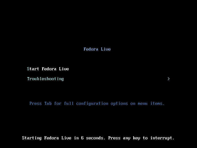 Fedora WS 21 - Start Fedora Live