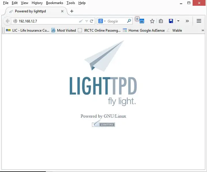 Fedora 21 - Lighttpd default page