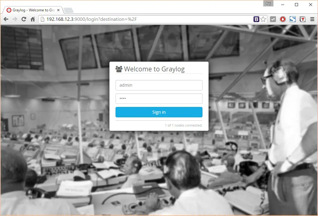 Install Graylog2 on CentOS 7 - Login Screen