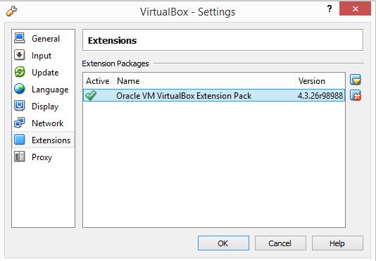 VirtualBox Installation - Extension List