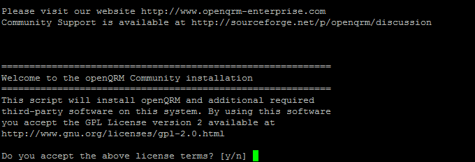 Install OpenQRM - Accept License Terms