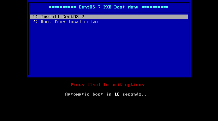Install PXE Server and Configure PXE client on CentOS 7 - PXE Menu