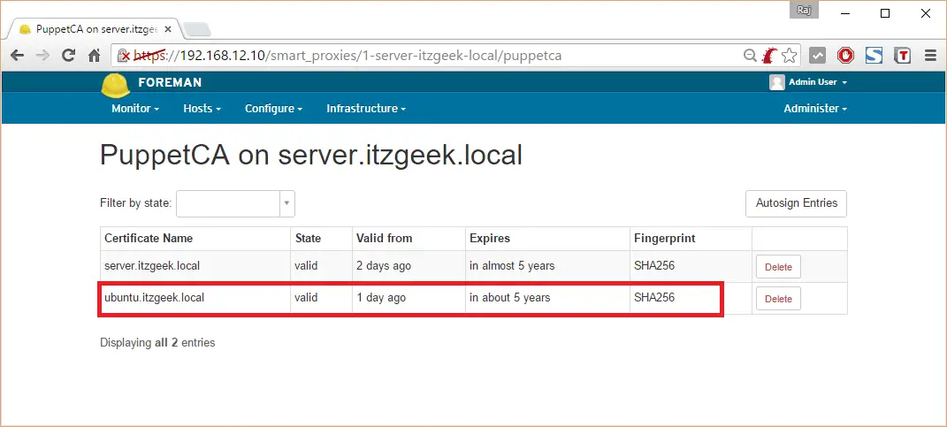 Add Puppet Nodes to Foreman - Signed