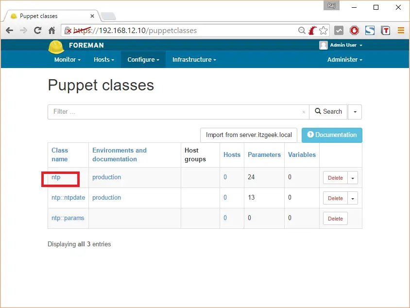 Install Foreman on CentOS 7 - Puppet Classes