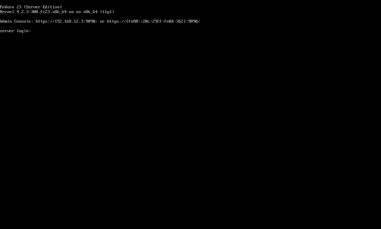 Fedora Server Ugrade - Login Screen