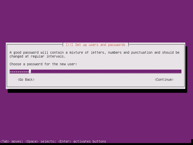 Install Ubuntu 15.10 Server - Set Password