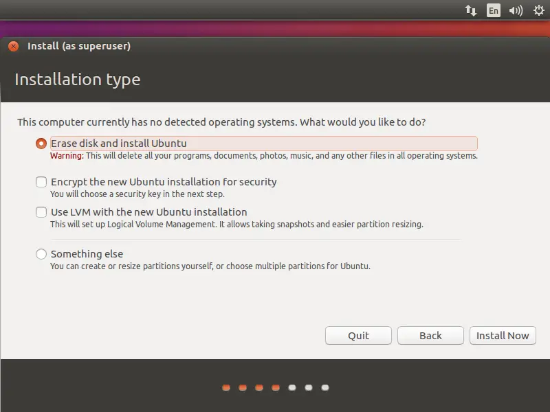 Install Ubuntu 16.04 - Installation Type