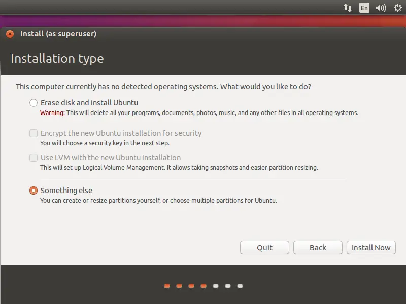 Install Ubuntu 16.04 - Installation Type