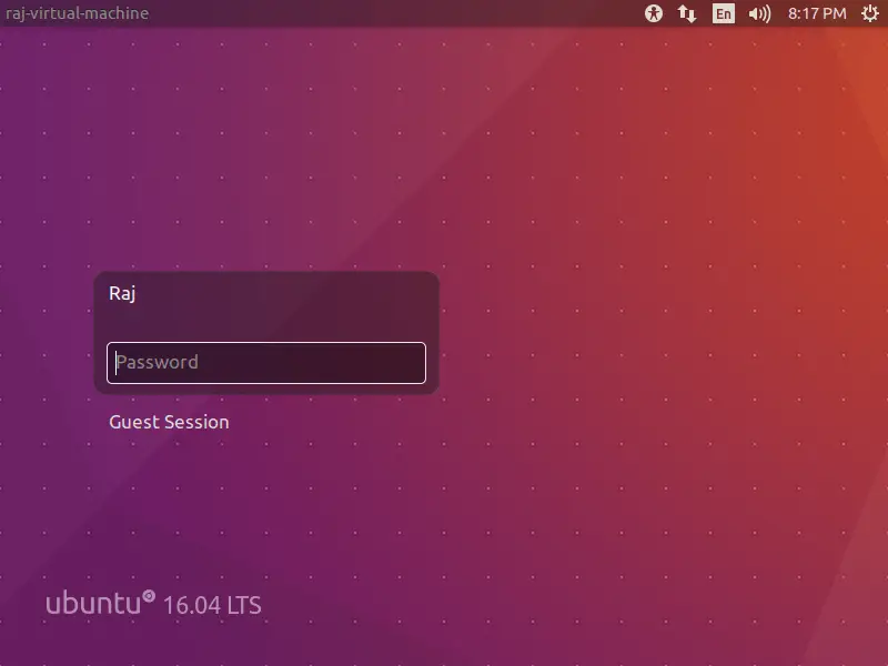 Install Ubuntu 16.04 - Login Screen
