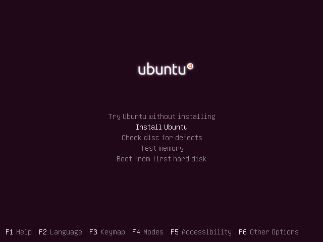 Install Ubuntu 16.04 - Menu