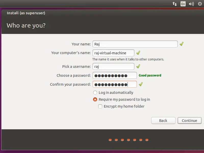 Install Ubuntu 17.04 - User