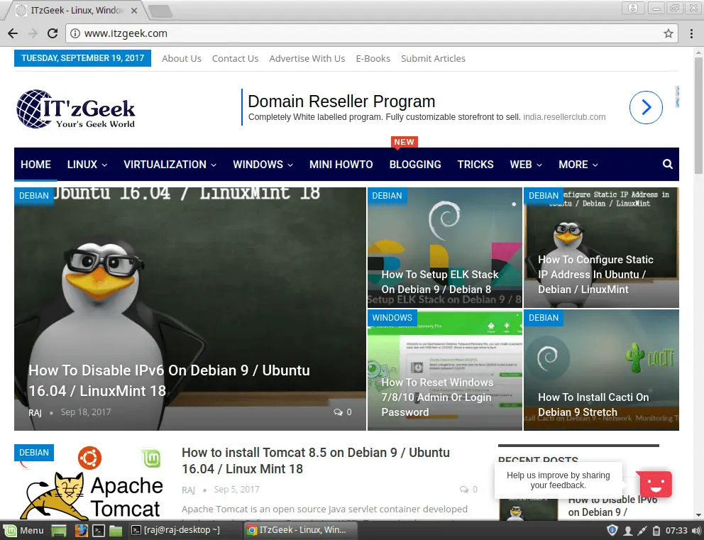 Install Google Chrome on LinuxMint 18 - Google Chrome Running on LinuxMint 18