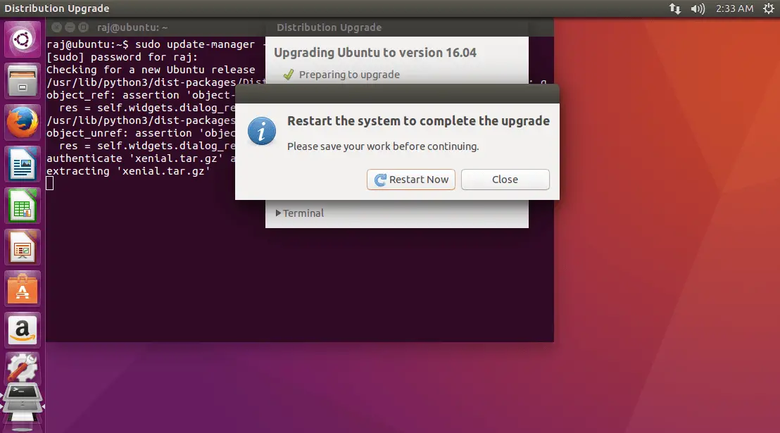 Upgrade to Ubuntu 16.04 from Ubuntu 14.04 - Reboot