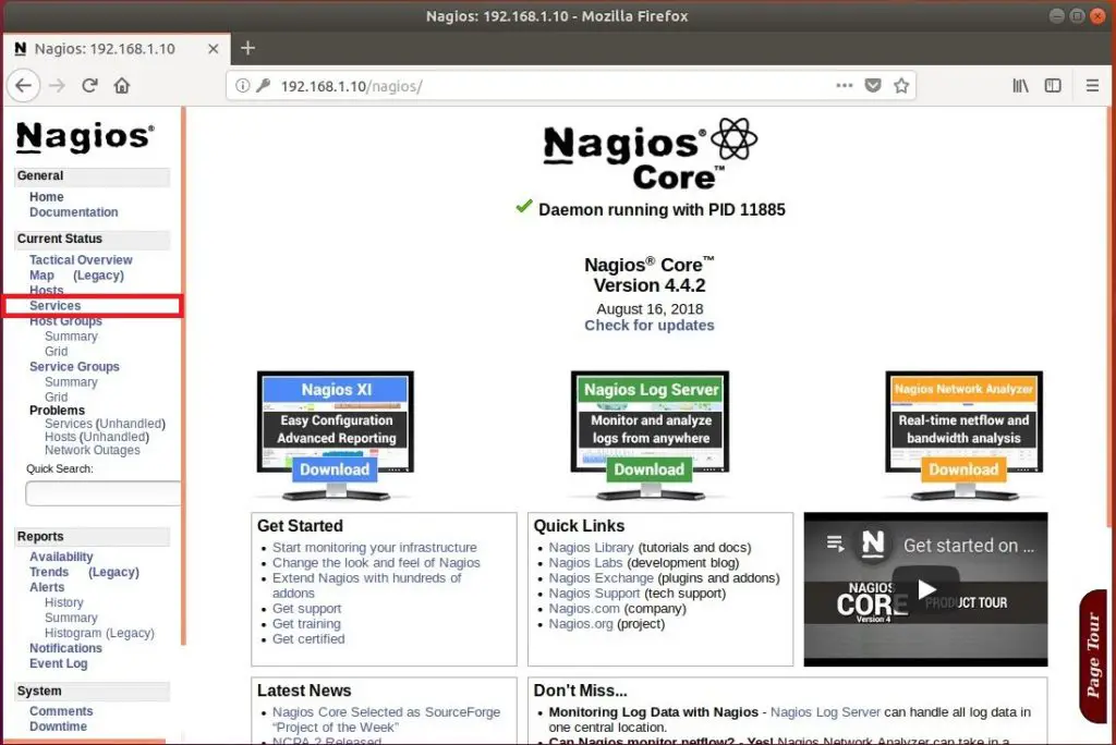 Install Nagios 4.4.2 on Ubuntu 18.04 - Nagios Monitoring Home Page