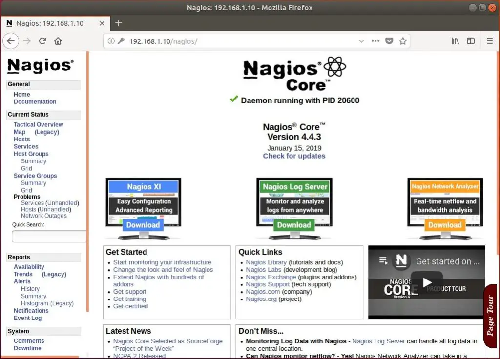 Install Nagios 4.4.3 on Ubuntu 18.04 - Nagios Monitoring Home Page