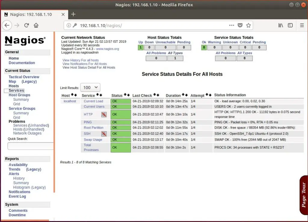 Install Nagios 4.4.3 on Ubuntu 18.04 - Nagios Services Monitoring