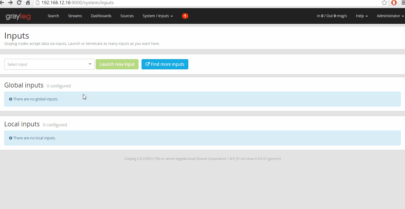 Install Graylog on Ubuntu 16.04 - Creating Syslog Input