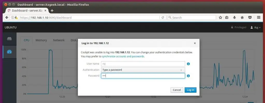 Install Cockpit on Ubuntu 16.04 - Enter Account Details