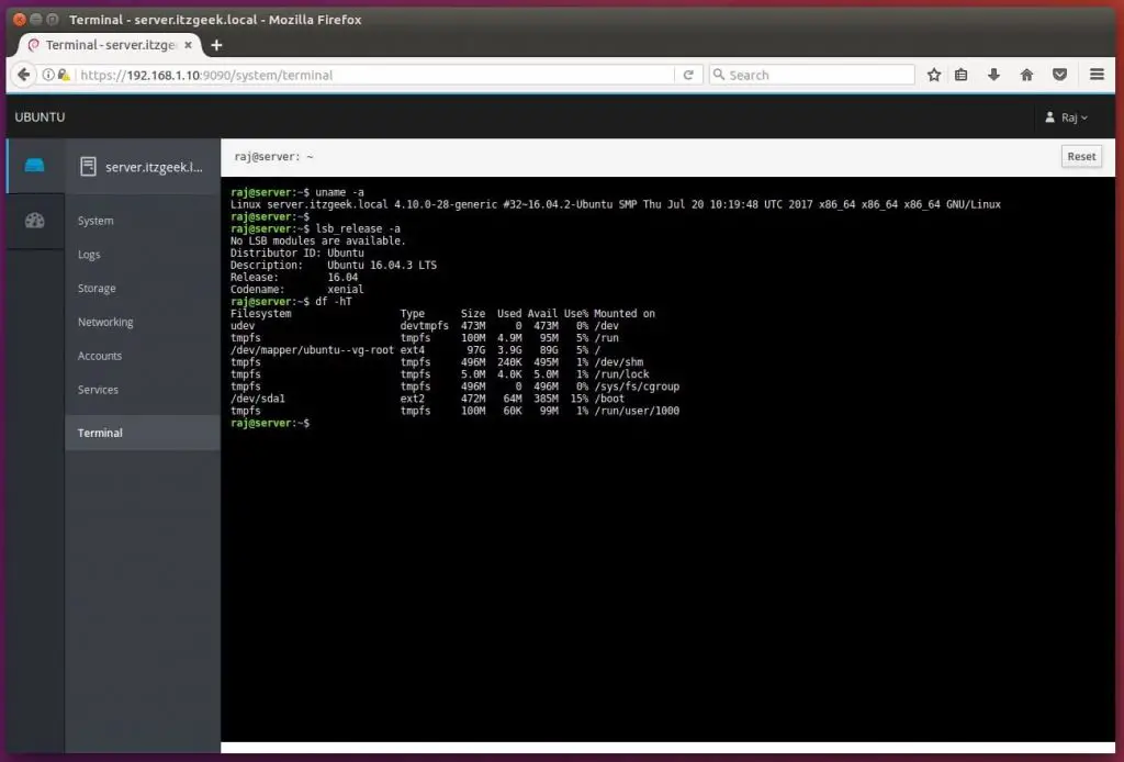 Install Cockpit on Ubuntu 16.04 - Terminal Access