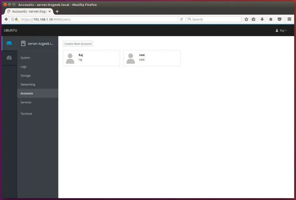 Install Cockpit on Ubuntu 16.04 - User Account Management