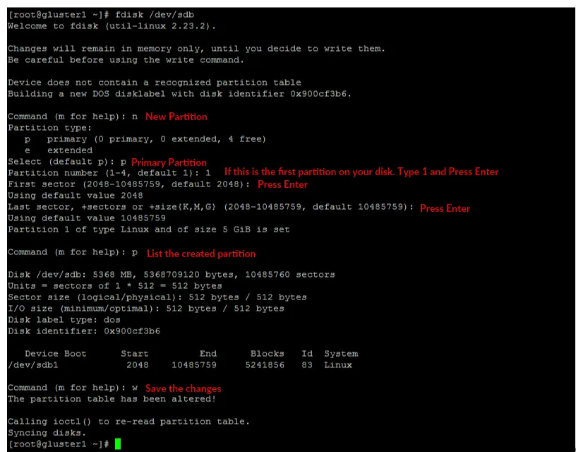 Configure GlusterFS on CentOS 7 - Partition Creation