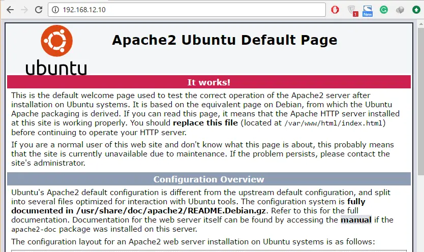 Install WordPress + Apache, MariaDB, and HHVM in Ubuntu 16.04 - Apache Default Page