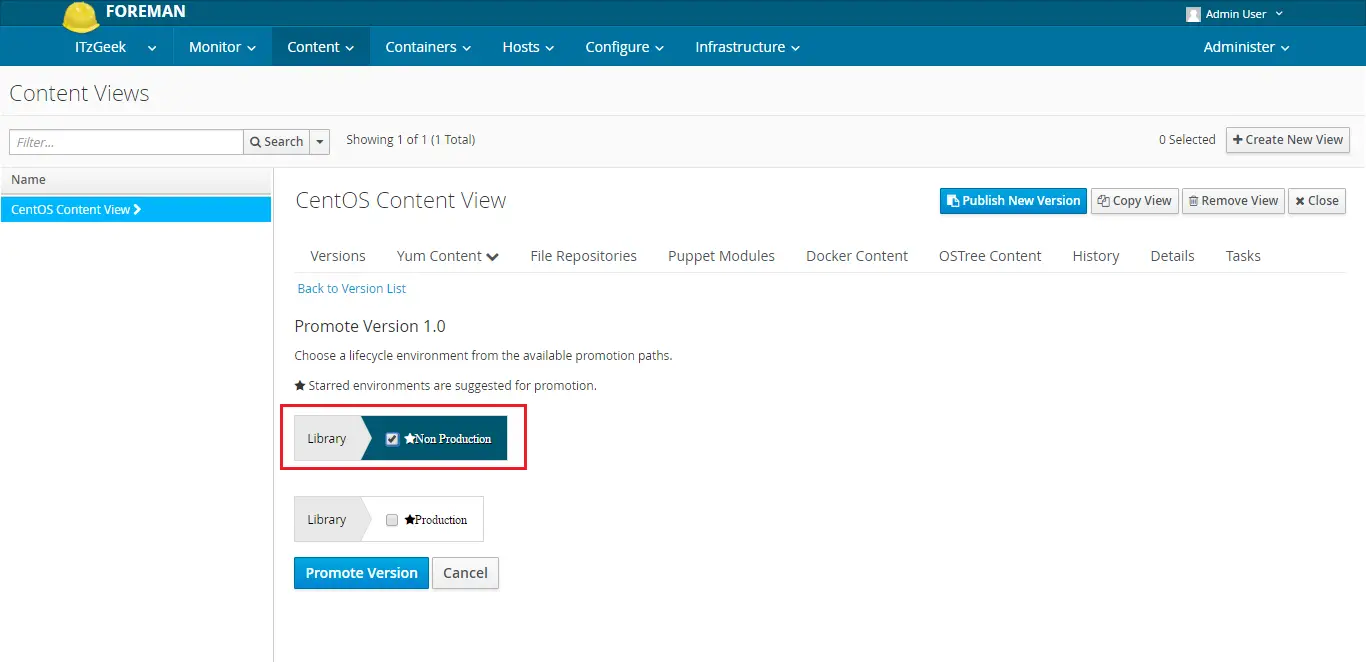 Configure Katello - Promote Non Production