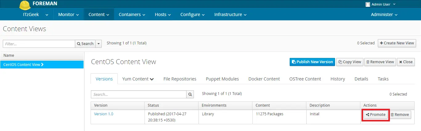 Configure Katello - Promote