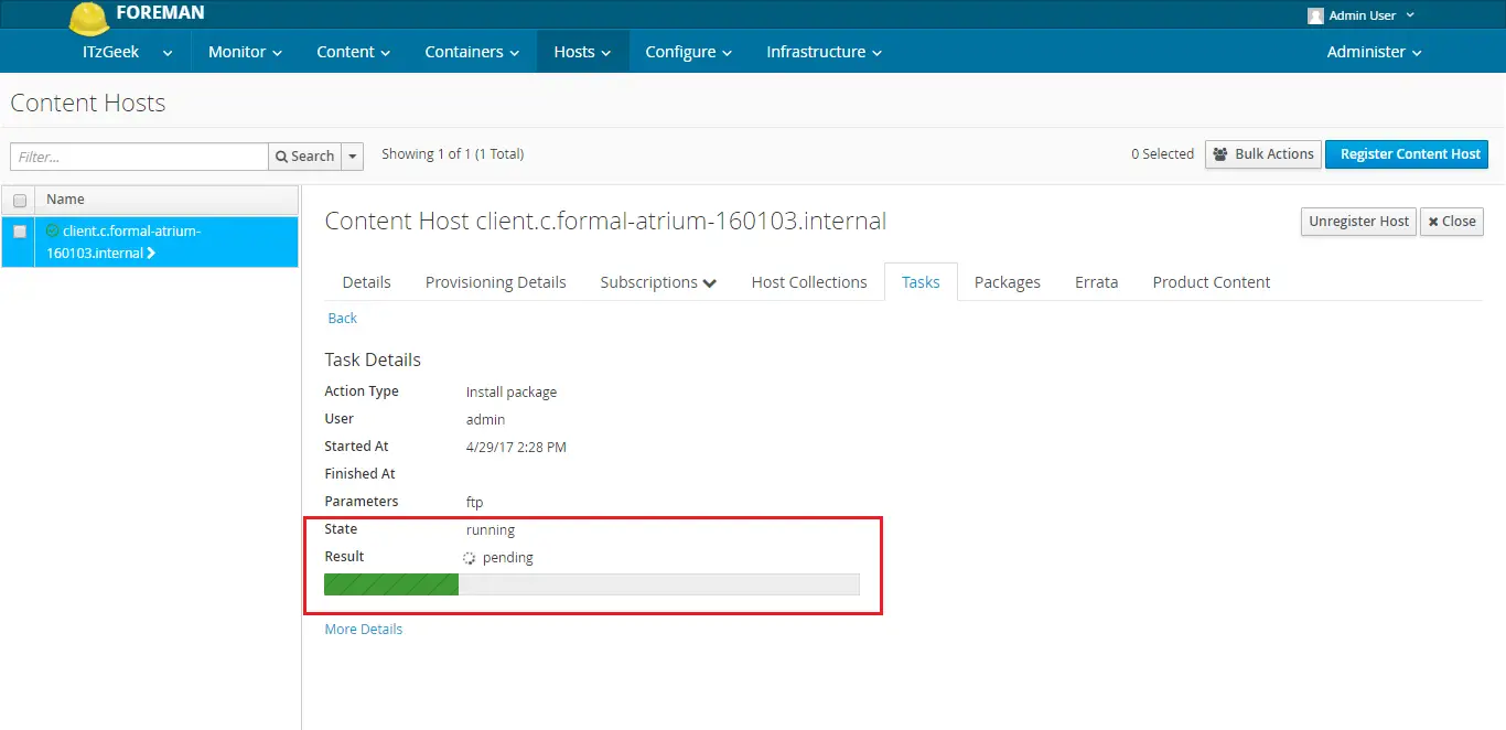 Register Linux Servers to Katello Server - Package installation is in progress