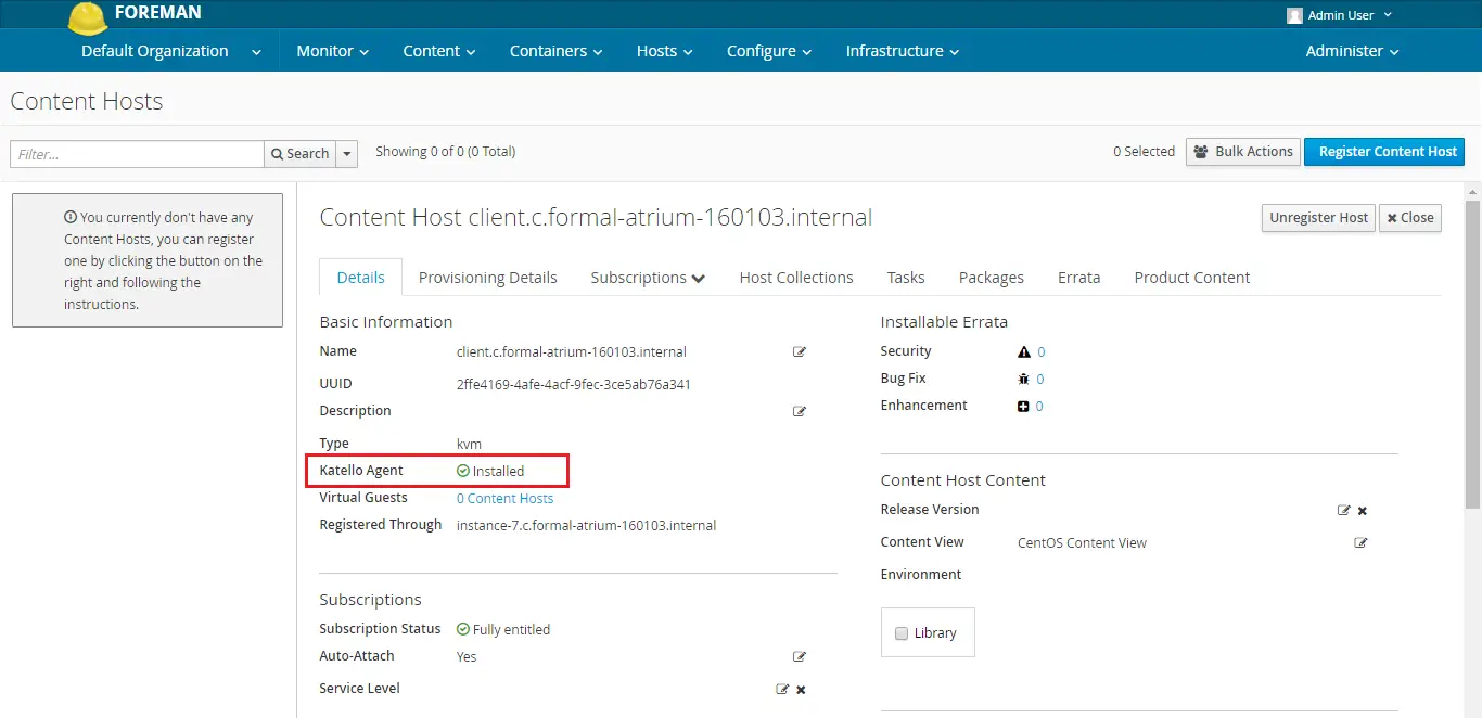 Register Linux Servers to Katello Server - Content hosts information