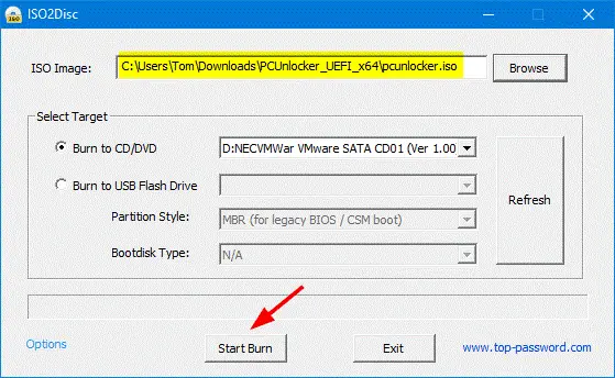 Bypass Windows 7 Password - Burn CD