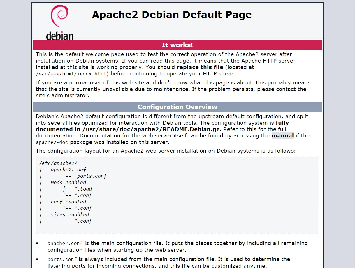 Install LAMP Server on Debian 9 Stretch - Apache2 Default Page