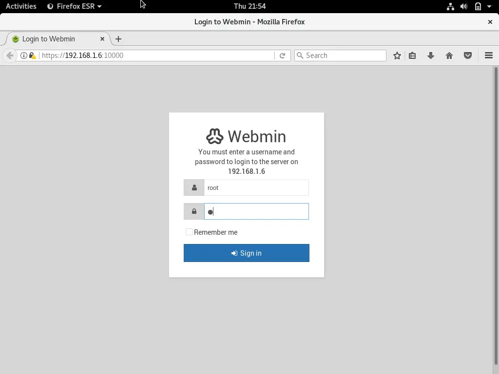 Install Webmin on Debian 9 - Webmin Login Page