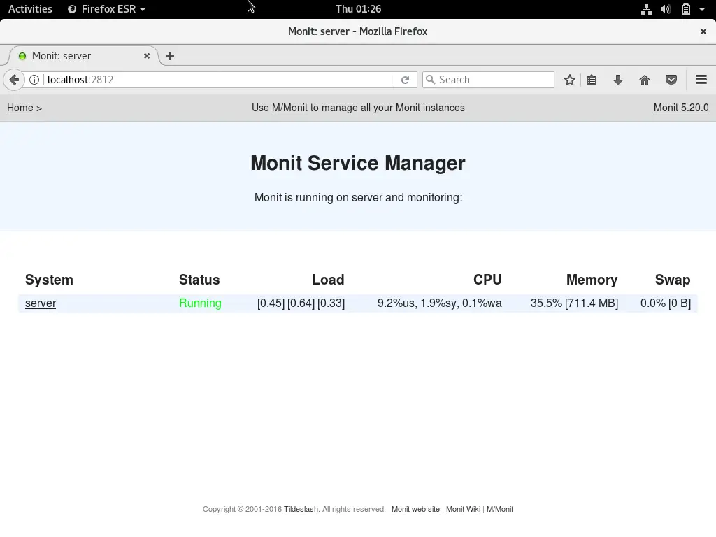 Install and use Monit on Debian 9 - Monit's Home Page