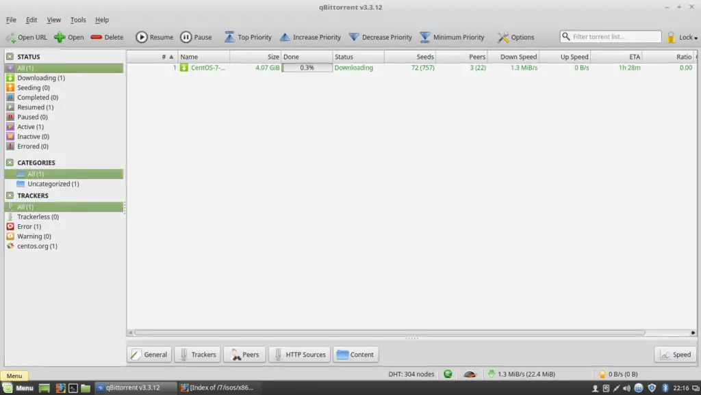 Install qBittorrent on Linux Mint 18 - qBittorrent running on LinuxMint 18