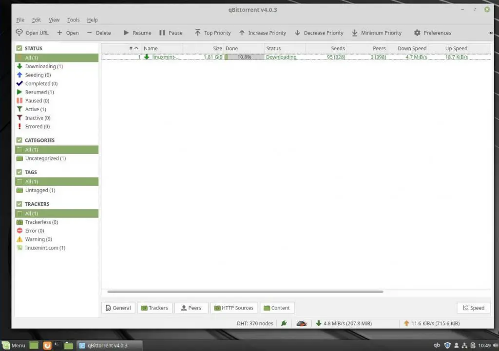 Install qBittorrent on Linux Mint 19 - qBittorrent running on LinuxMint 19