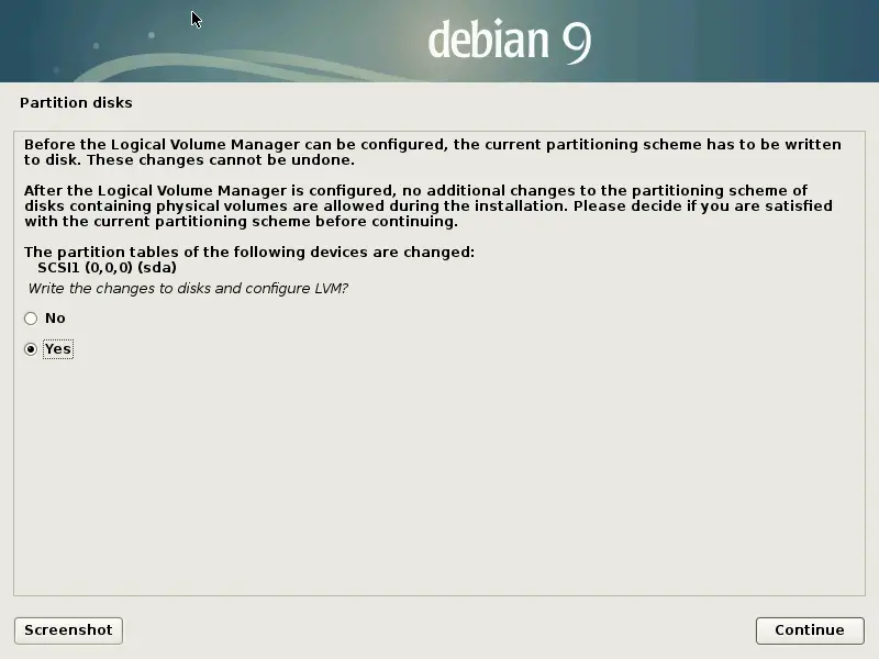 Install Debian 9 Stretch - Configure LVM