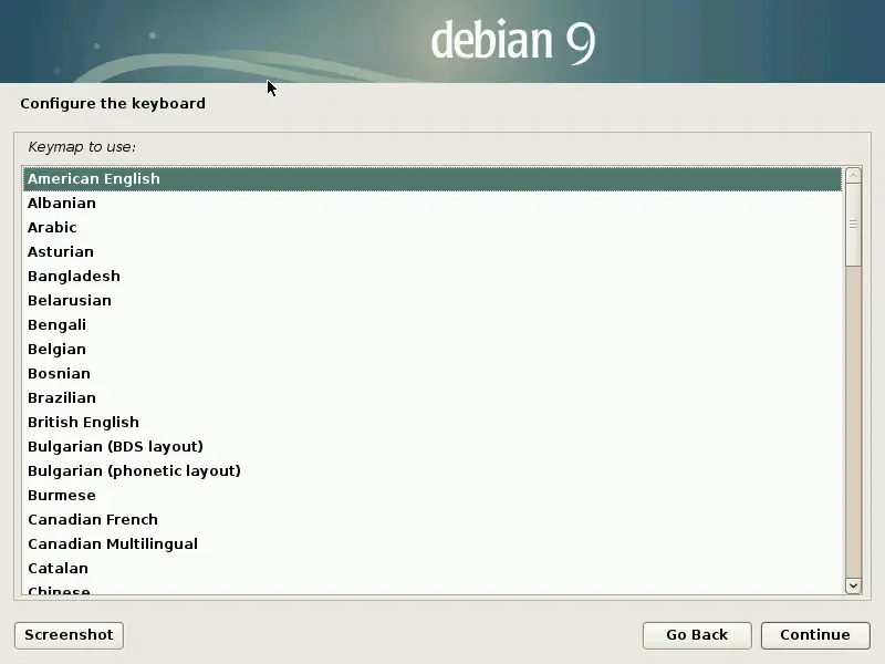 Install Debian 9 Stretch - Configure your keyboard